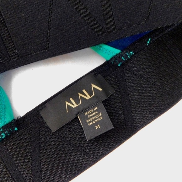 ALALA Colorblock Sports Bra Jade Green Navy Black Activewear Sporty Medium - Picture 10 of 11